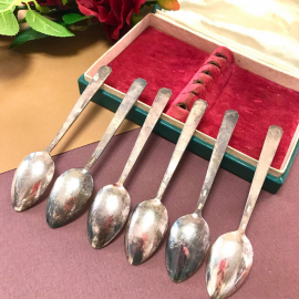 Кофейные ложки. МНЦ с серебрением и эмалью. Ленинградская ЮФ "Русские самоцветы". Винтаж. Цена за 6. Картинка 2